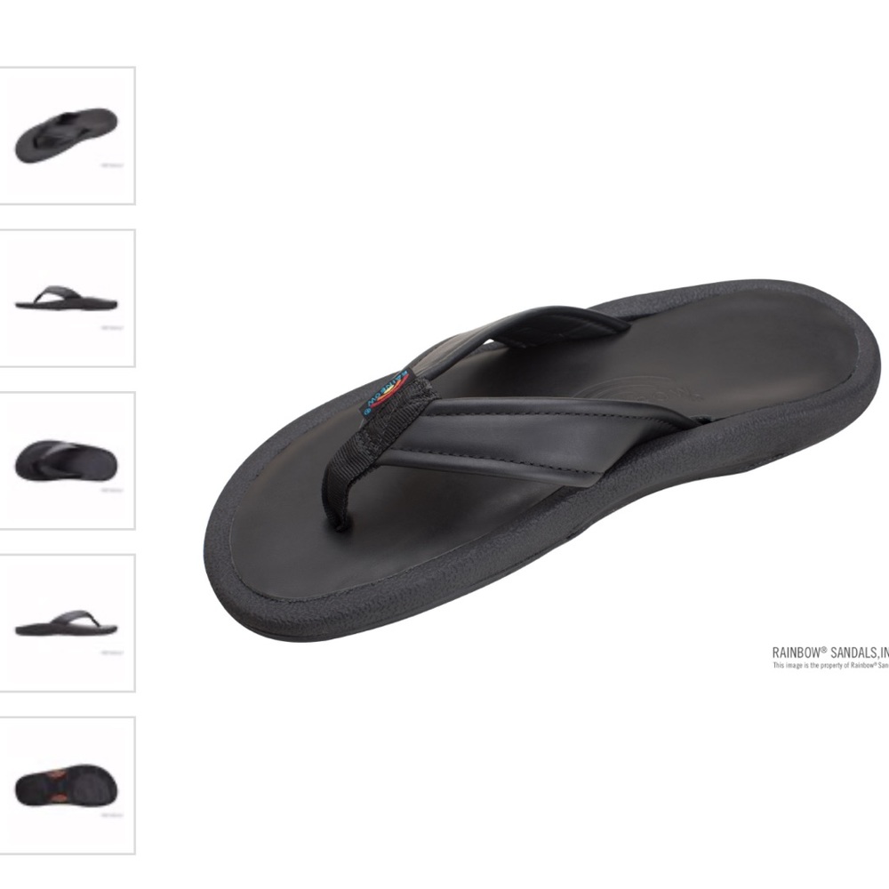 Rainbow black leather navigator flip flop sandals sz 13